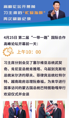 高峰論壇開(kāi)幕前，習(xí)主席的“忙碌指數(shù)”再次刷新紀(jì)錄